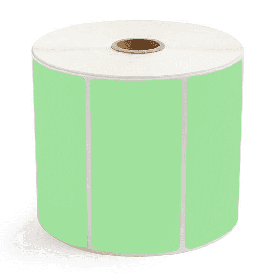 4" x 2" Fluorescent Green - Thermal Transfer Labels - 1" Core / 5" Outer Diameter - Removable Adhesive