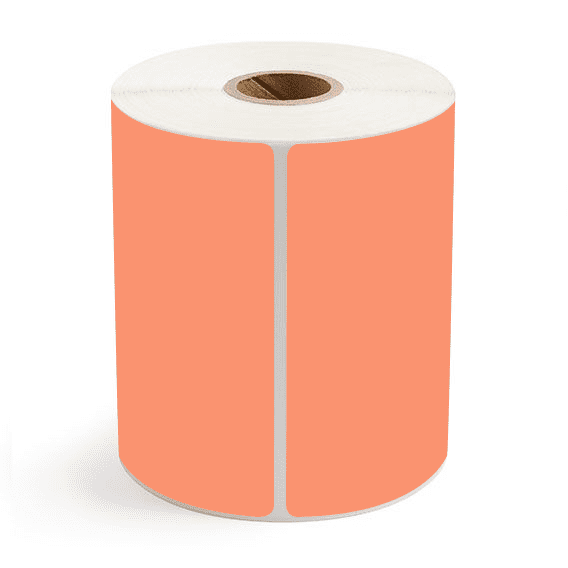 4" x 5" Orange - Thermal Transfer Labels - 1" Core - Removable Adhesive