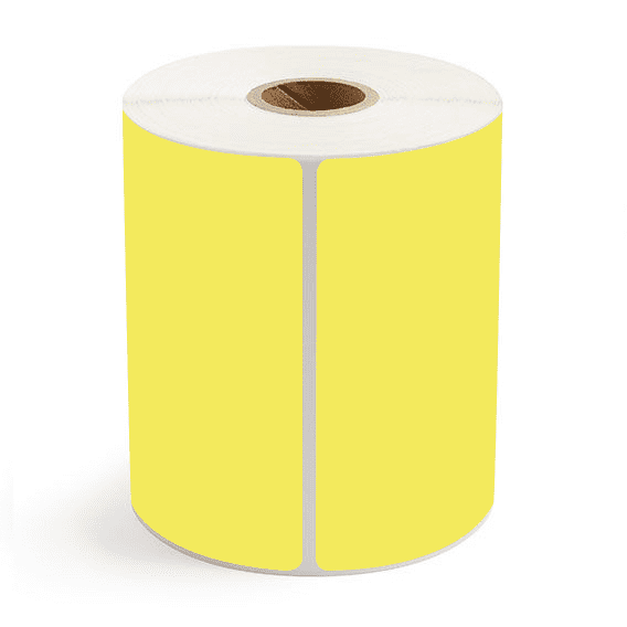 4" x 6" Yellow - Thermal Transfer Labels - 1" Core - Removable Adhesive