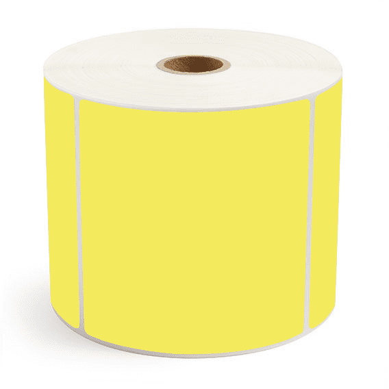 4" x 4" Yellow - Thermal Transfer Labels - 1" Core / 5" Outer Diameter - Freezer Grade Adhesive
