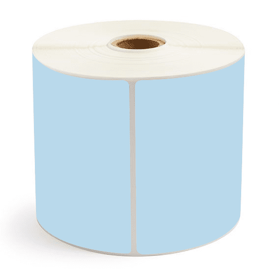 4" x 6" Blue - Thermal Transfer Labels - 1" Core / 5" Outer Diameter (No Perf) - Freezer Grade Adhesive