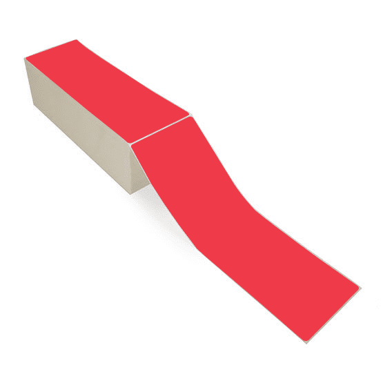4" x 12" Red - Thermal Transfer Labels - Fanfold - Acrylic