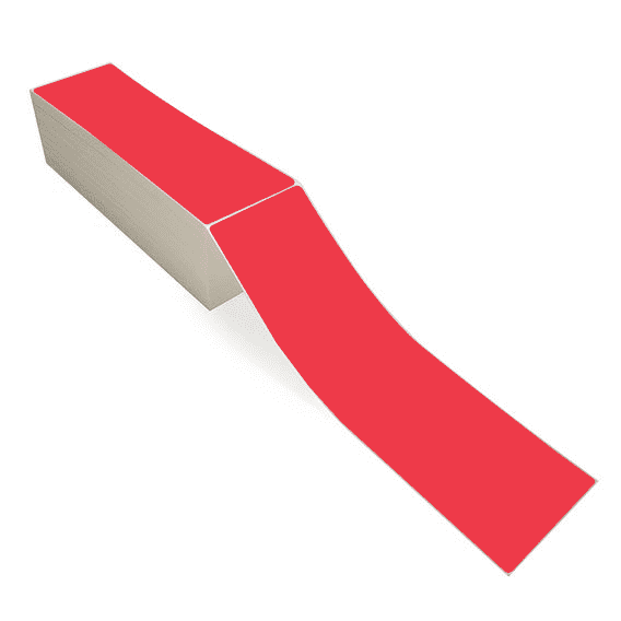4" x 13" Red - Direct Thermal Labels - Fanfold - Freezer Grade Adhesive