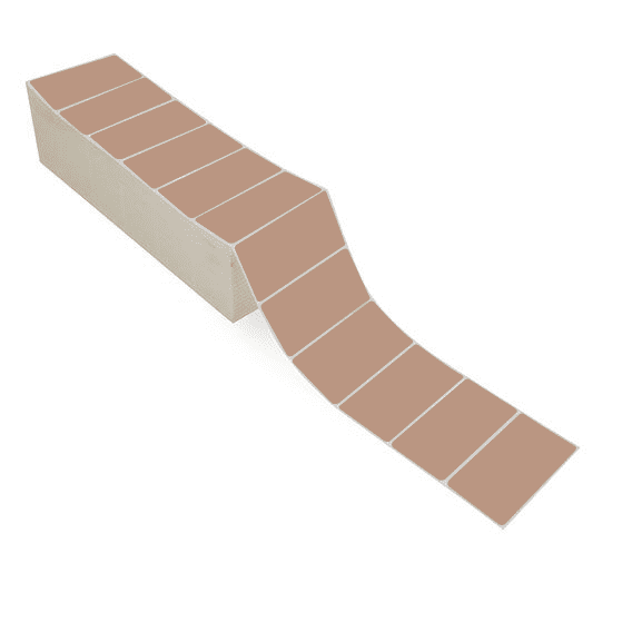 4" x 2" Brown - Direct Thermal Labels - Fanfold - Removable Adhesive