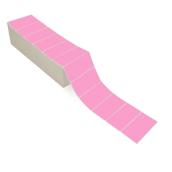 4" x 2" Hot Pink - Thermal Transfer Labels - Fanfold - Freezer Grade Adhesive