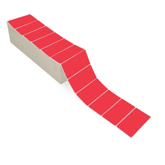 4" x 2" Red - Direct Thermal Labels - Fanfold - Freezer Grade Adhesive