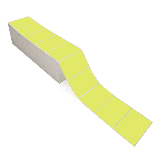 4" x 2.5" Chartreuse - Direct Thermal Labels - Fanfold - Removable Adhesive