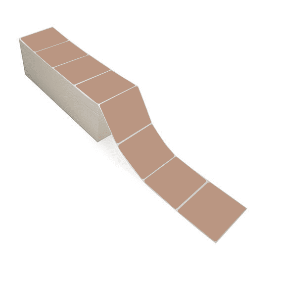 4" x 3" Brown - Direct Thermal Labels - Fanfold - Removable Adhesive