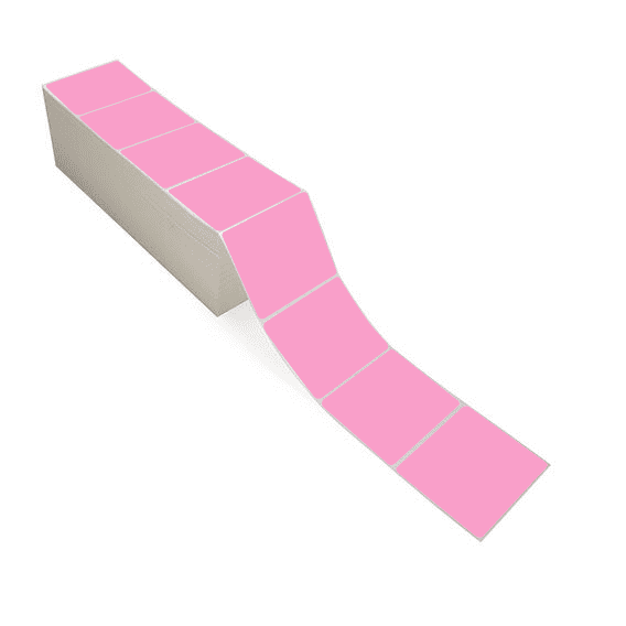 4" x 3" Hot Pink - Thermal Transfer Labels - Fanfold - Freezer Grade Adhesive