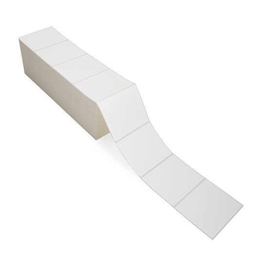 4" x 3" White - Thermal Transfer Labels - Fanfold - Acrylic