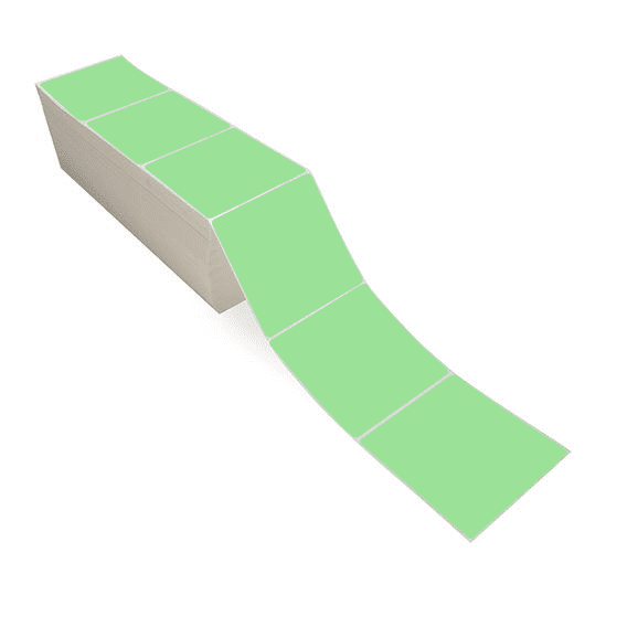 4" x 4" Fluorescent Green - Thermal Transfer Labels - Fanfold - Removable Adhesive
