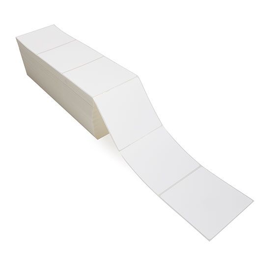 4" x 4" White - Direct Thermal Labels - Fanfold - Freezer Grade Adhesive
