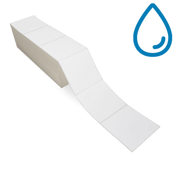 4" x 4" Polypropylene - Direct Thermal Labels - Fanfold - Freezer Grade Adhesive