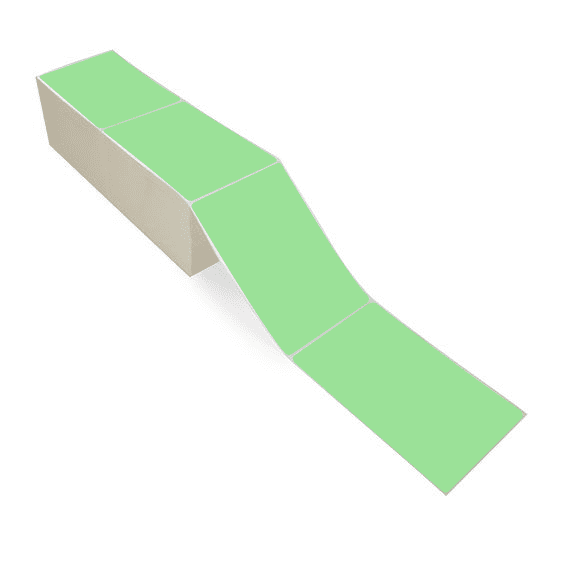 4" x 6" Fluorescent Green - Direct Thermal Labels - Fanfold - Freezer Grade Adhesive