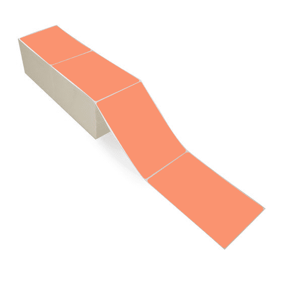 4" x 6" Orange - Thermal Transfer Labels - Fanfold - Freezer Grade Adhesive