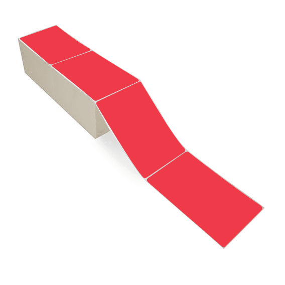 4" x 6" Red - Direct Thermal Labels - Fanfold - Removable Adhesive