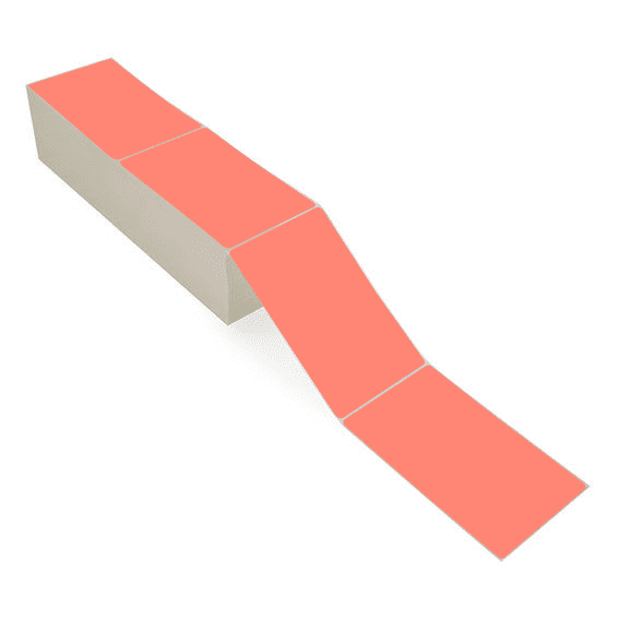 4" x 6.5" Fluorescent Red - Thermal Transfer Labels - Fanfold - Acrylic