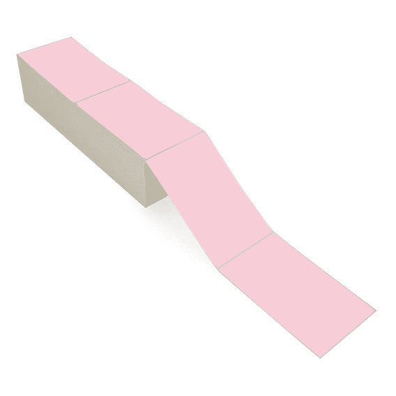 4" x 6.5" Pink - Direct Thermal Labels - Fanfold - Freezer Grade Adhesive