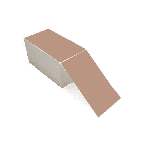 4" x 7" Brown - Direct Thermal Labels - Fanfold - Freezer Grade Adhesive