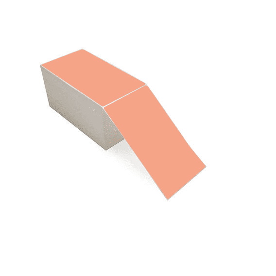 4" x 7" Fluorescent Orange - Direct Thermal Labels - Fanfold - Freezer Grade Adhesive