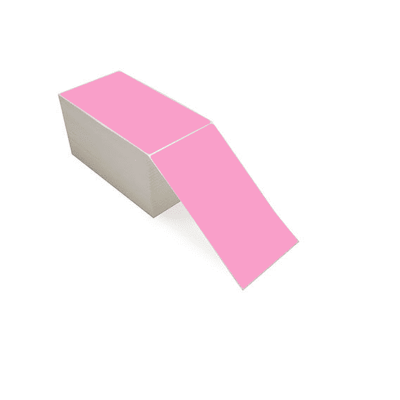 4" x 7" Hot Pink - Thermal Transfer Labels - Fanfold - Freezer Grade Adhesive