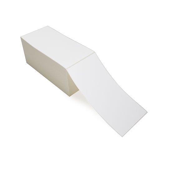 4" x 8" White - Thermal Transfer Labels - Fanfold - Freezer Grade Adhesive