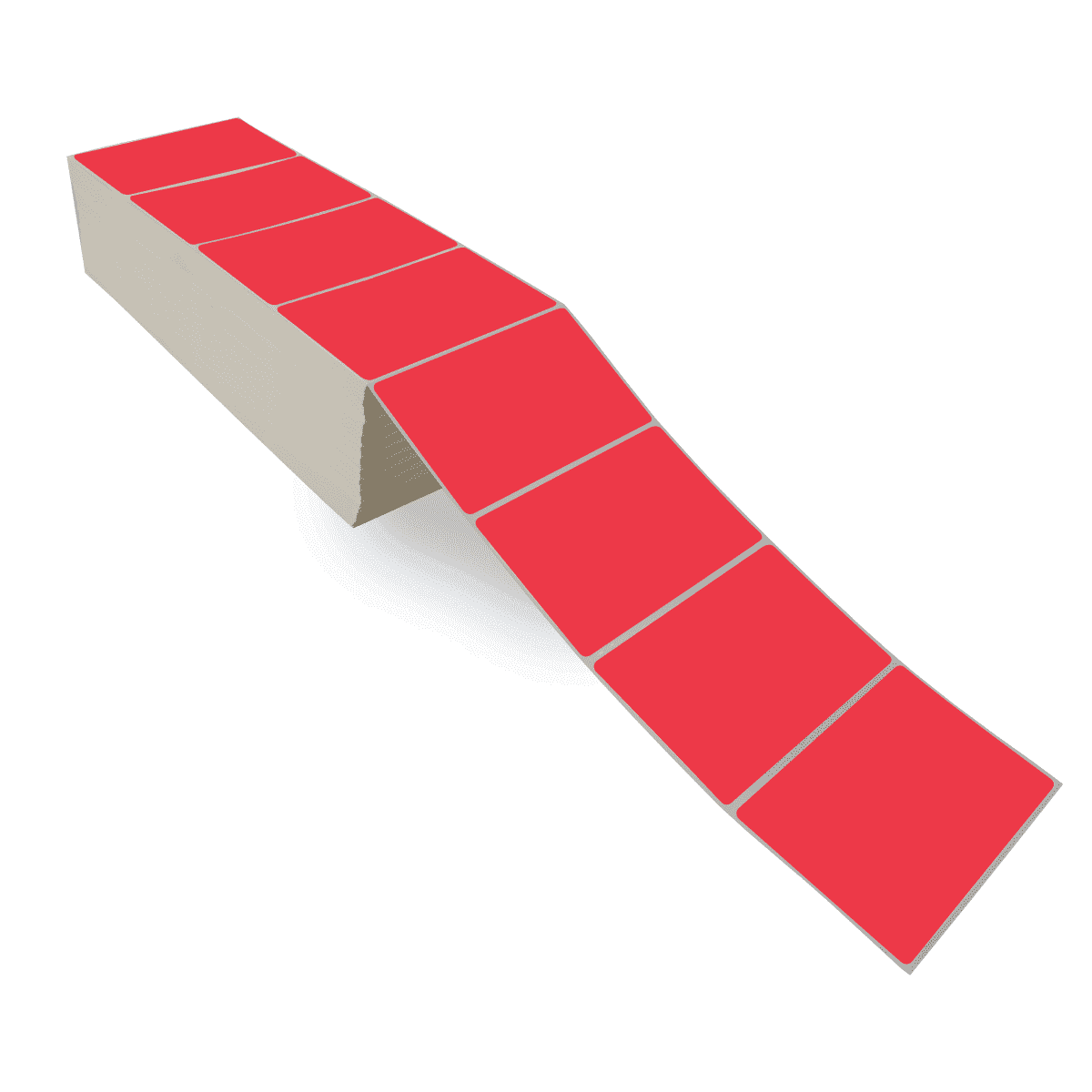 5" x 3" Red - Direct Thermal Labels - Fanfold - Acrylic