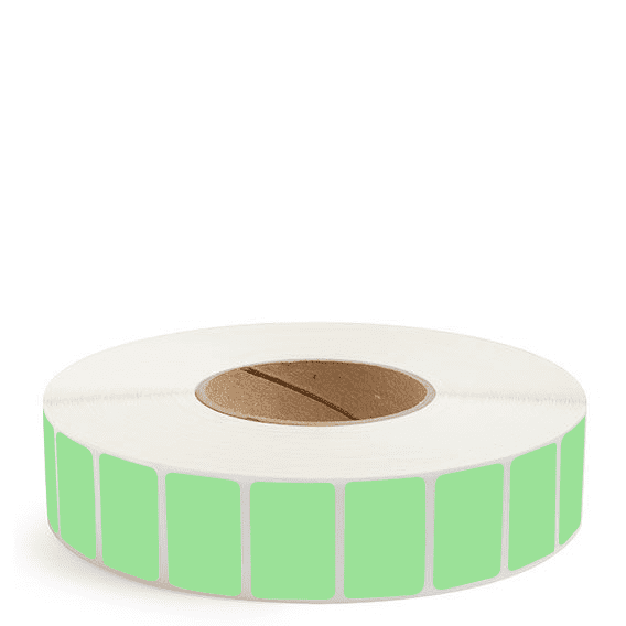 1.5" x 1" Fluorescent Green - Direct Thermal Labels - 3" Core - Freezer Grade Adhesive