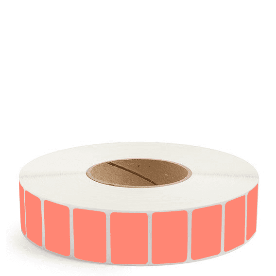 1.5" x 1" Fluorescent Red - Thermal Transfer Labels - 3" Core - Freezer Grade Adhesive