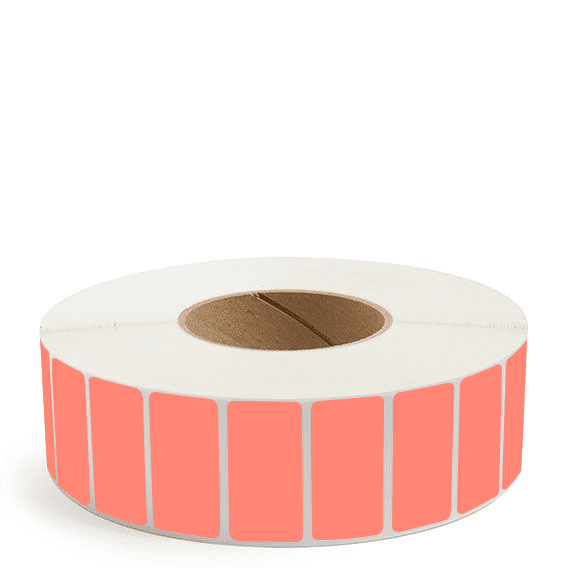 2" x 1" Fluorescent Red - Direct Thermal Labels - 3" Core - Freezer Grade Adhesive