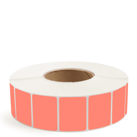 2" x 1.5" Fluorescent Red - Direct Thermal Labels - 3" Core - Removable Adhesive