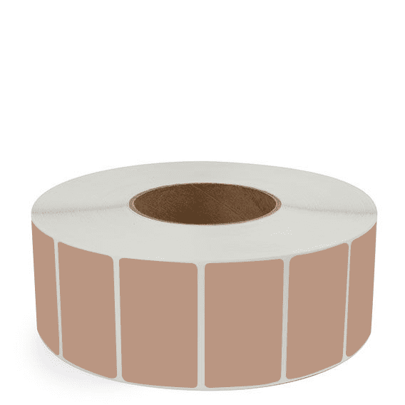 2.5" x 1.5" Brown - Thermal Transfer Labels - 3" Core - Freezer Grade Adhesive