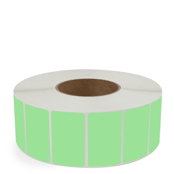 2.5" x 1.5" Fluorescent Green - Direct Thermal Labels - 3" Core - Freezer Grade Adhesive