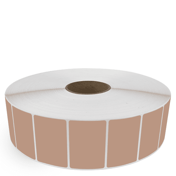 3" x 2" Brown - Thermal Transfer Labels - 3" Core / 12" Outer Diameter (No Perf) - Removable Adhesive