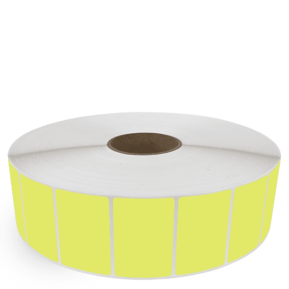 3" x 2" Chartreuse - Thermal Transfer Labels - 3" Core / 12" Outer Diameter (No Perf) - Removable Adhesive