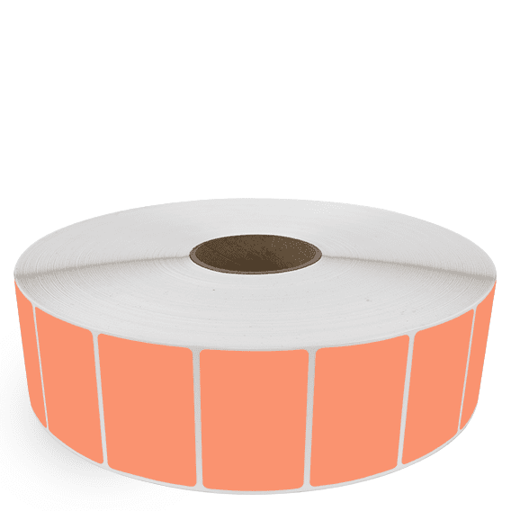 3" x 2" Orange - Direct Thermal Labels - 3" Core / 12" Outer Diameter (No Perf) - Freezer Grade Adhesive