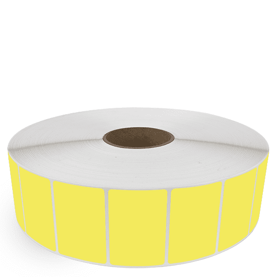 3" x 2" Yellow - Direct Thermal Labels - 3" Core / 12" Outer Diameter (No Perf) - Acrylic