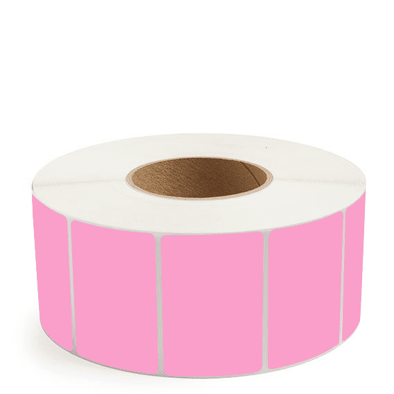 3" x 2" Hot Pink - Thermal Transfer Labels - 3" Core - Freezer Grade Adhesive
