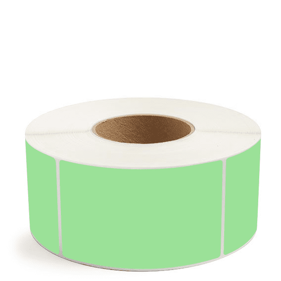 3" x 5" Fluorescent Green - Direct Thermal Labels - 3" Core (No Perf) - Removable Adhesive