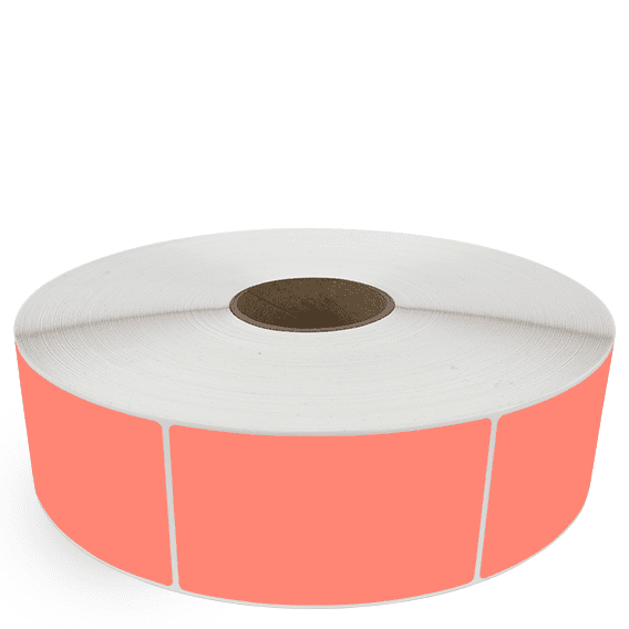 3" x 5" Fluorescent Red - Thermal Transfer Labels - 3" Core / 12" Outer Diameter (No Perf) - Freezer Grade Adhesive