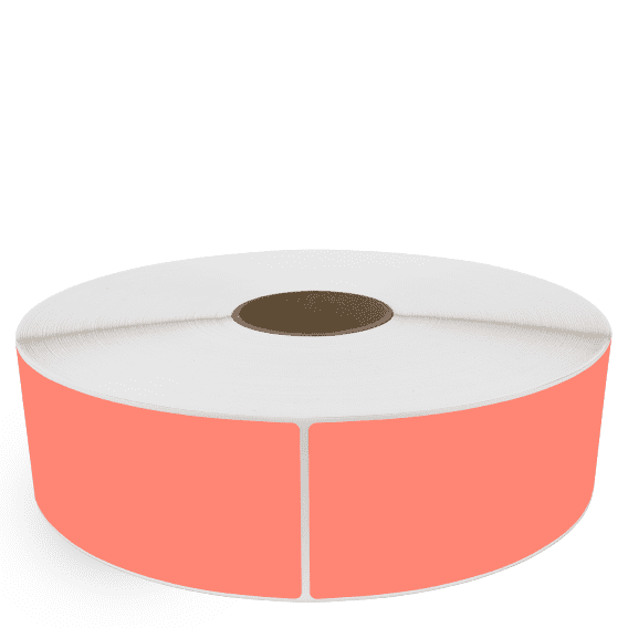 3" x 10" Fluorescent Red - Thermal Transfer Labels - 3" Core / 12" Outer Diameter (No Perf) - Freezer Grade Adhesive