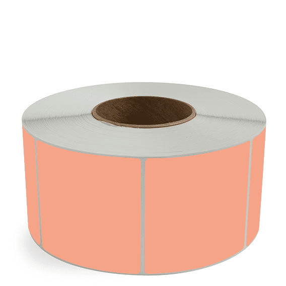 3.5" x 3.5" Fluorescent Orange - Thermal Transfer Labels - 3" Core - Freezer Grade Adhesive