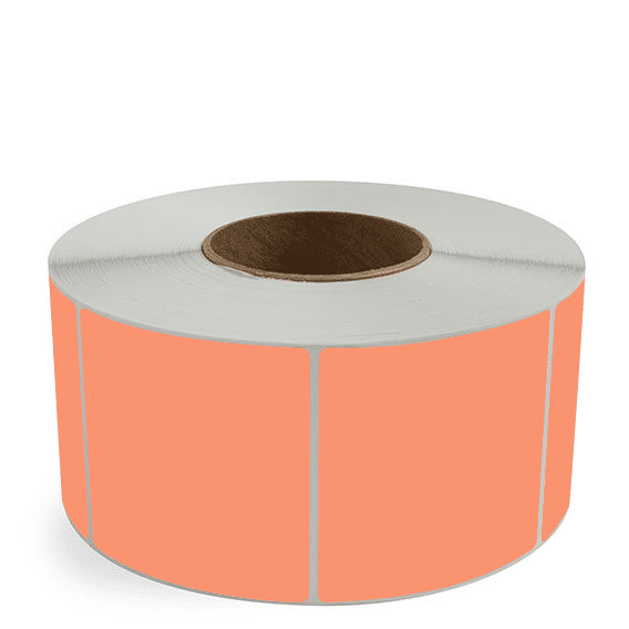 3.5" x 3.5" Orange - Direct Thermal Labels - 3" Core - Freezer Grade Adhesive