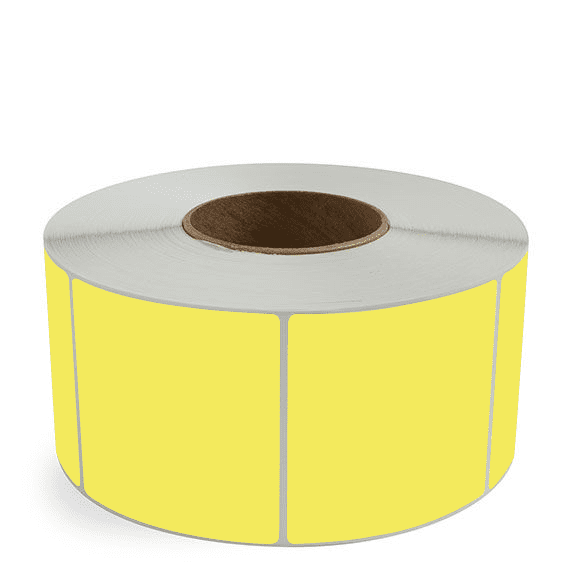 3.5" x 3.5" Yellow - Direct Thermal Labels - 3" Core - Freezer Grade Adhesive