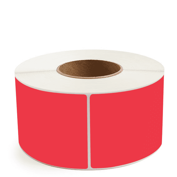 3.5" x 8" Red - Thermal Transfer Labels - 3" Core