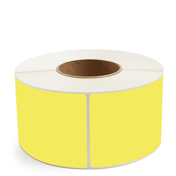 3.5" x 8" Yellow - Direct Thermal Labels - 3" Core - Freezer Grade Adhesive