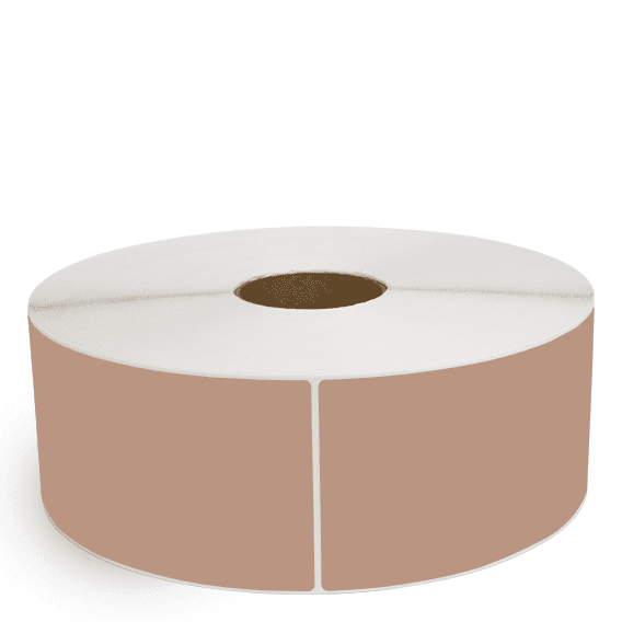 4" x 13" Brown - Direct Thermal Labels - 3" Core / 12" Outer Diameter (No Perf) - Freezer Grade Adhesive