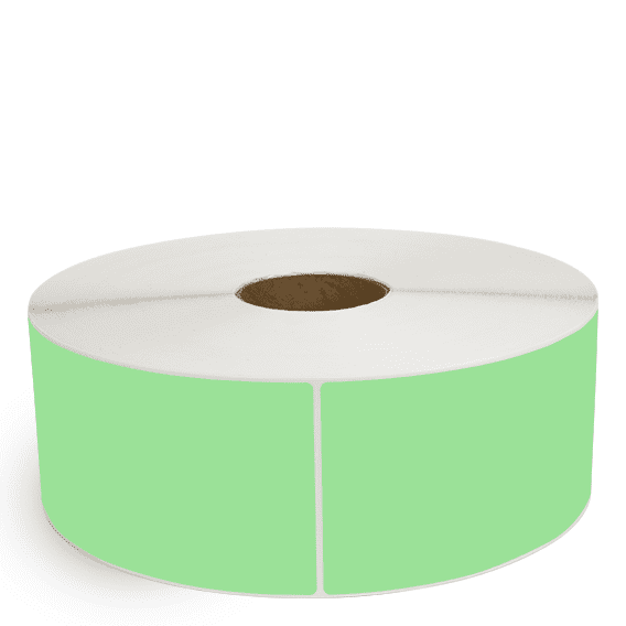 4" x 13" Fluorescent Green - Direct Thermal Labels - 3" Core / 12" Outer Diameter (No Perf) - Removable Adhesive