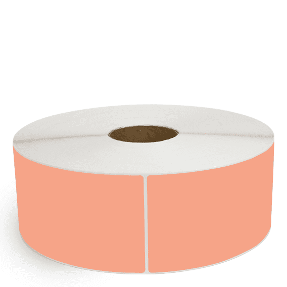 4" x 13" Fluorescent Orange - Thermal Transfer Labels - 3" Core / 12" Outer Diameter (No Perf) - Freezer Grade Adhesive