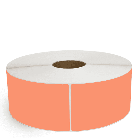 4" x 10" Orange - Thermal Transfer Labels - 3" Core / 12" Outer Diameter (No Perf) - Removable Adhesive